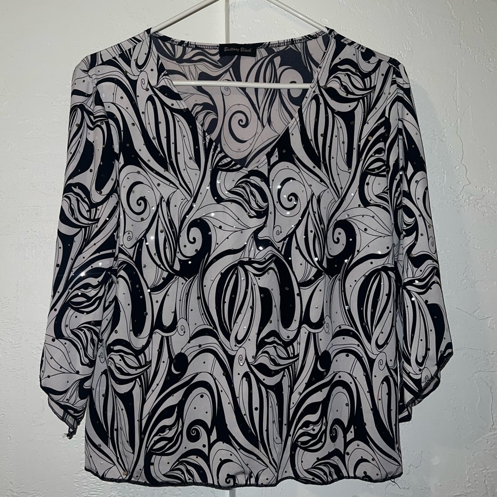 Y2K Swirly Sparkly Bell Sleeve Top